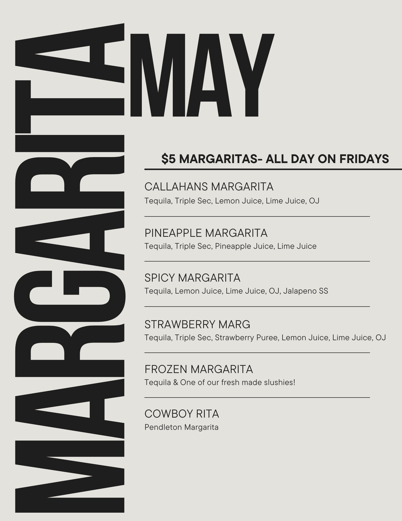 Margarita May Specials