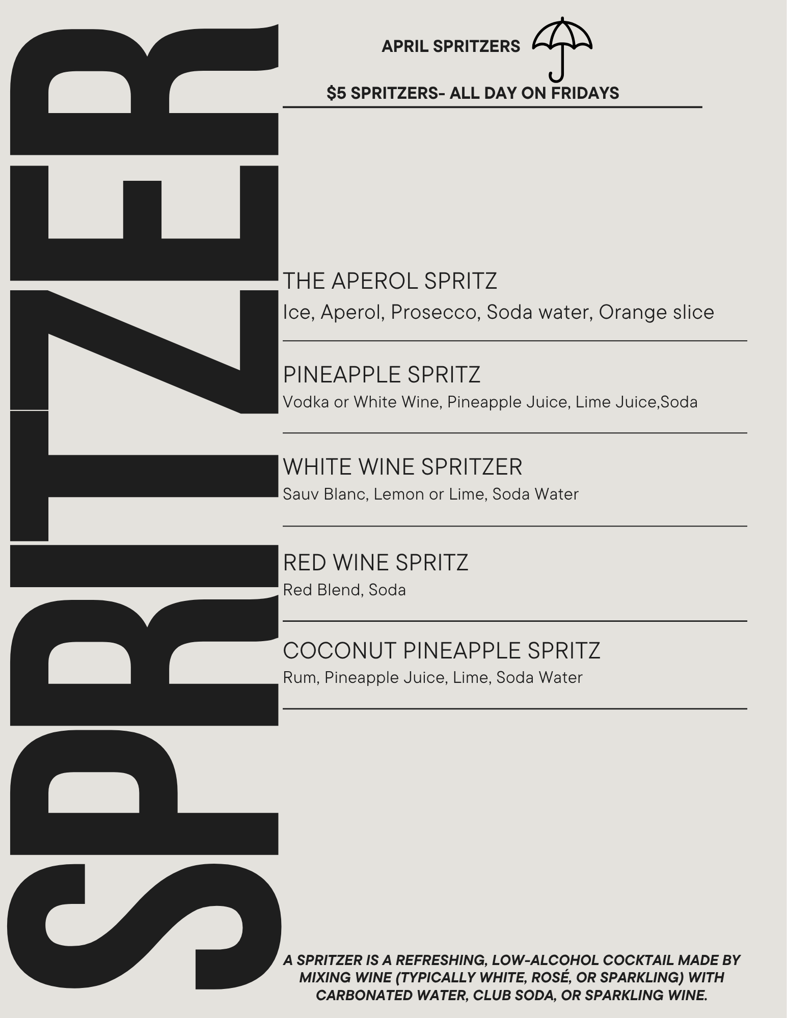Spritzer Menu